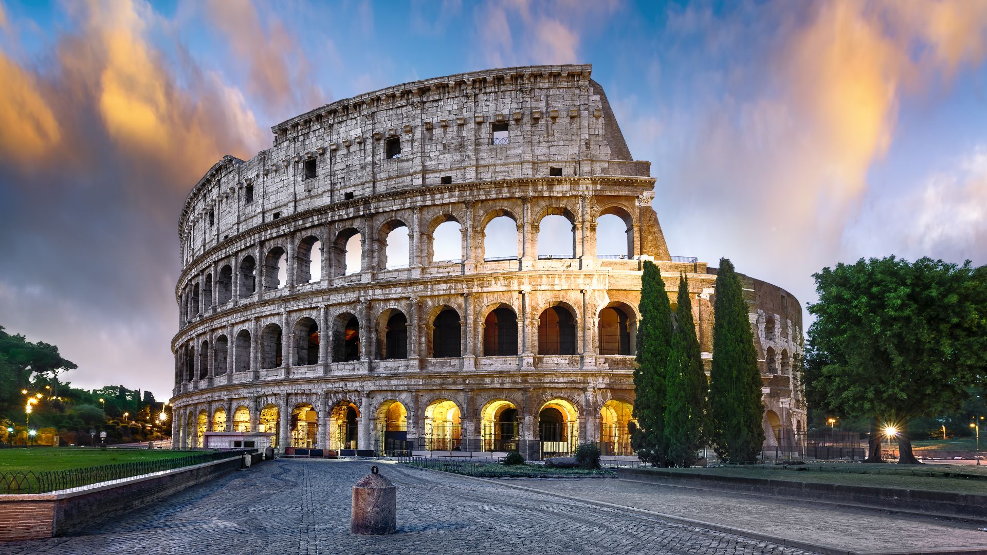 Colosseum in Rome at sunset